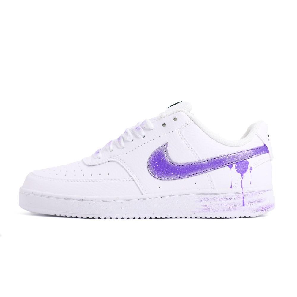 Nike Court Vision 1 Fluid Starry Sky Anti Slip Wear Resistant Low Top Skateboard Shoes Men's White Purple