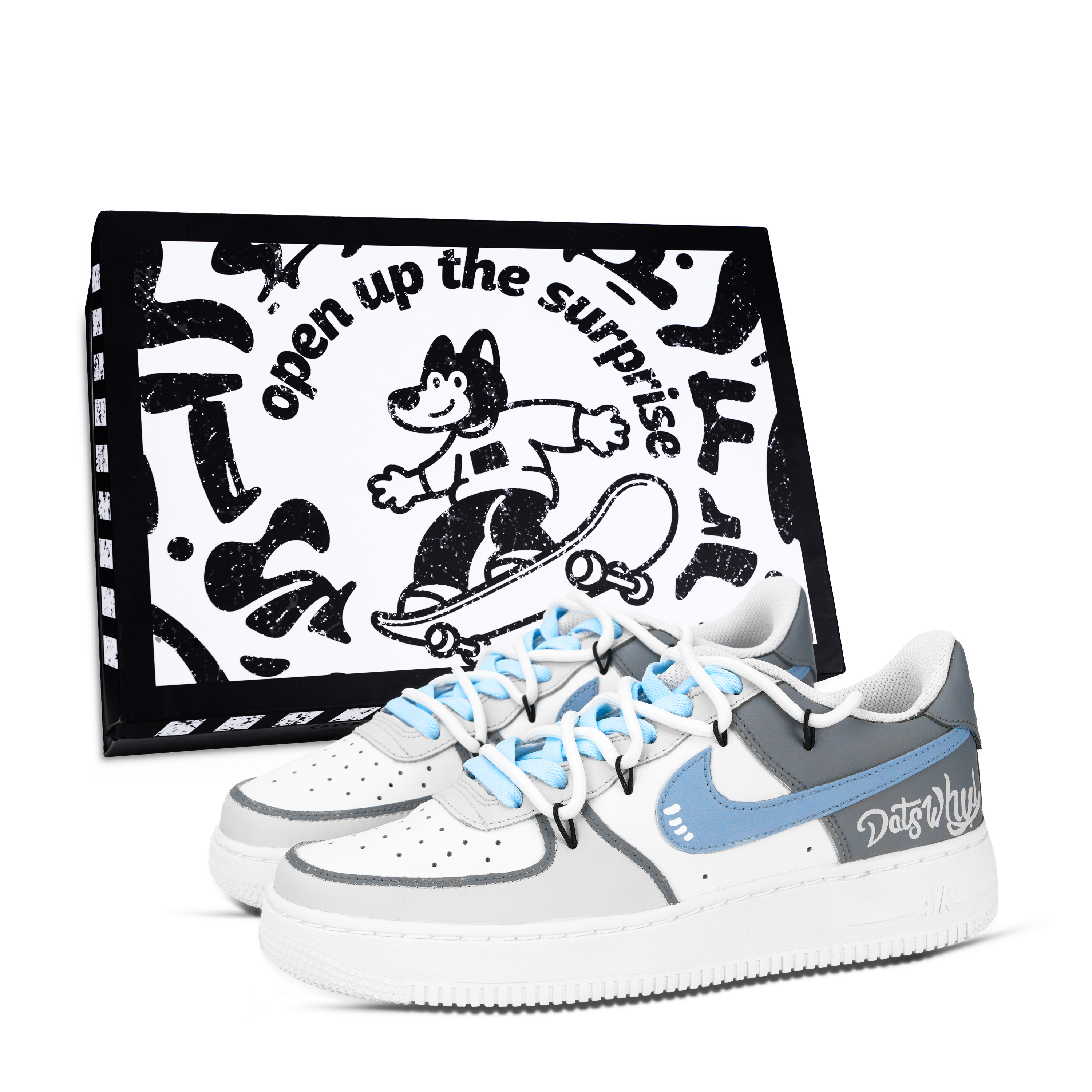 Nike Air Force 1 Cerulean Denim Abrasion Resistant Low top Skateboard Shoes Unisex Blue Gray White