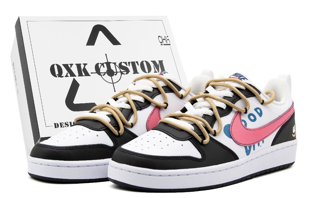 Nike Court Borough 2 Polaroid Low-Top Skateboard Shoes Women's Black White Pink