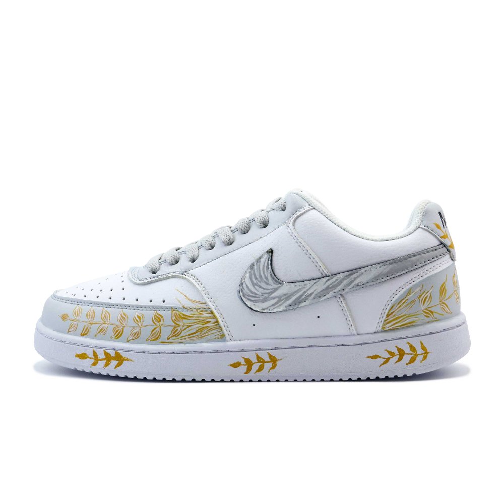 Nike Court Vision 1 Skateboard Shoes Men's Low top Silver/White/Gold