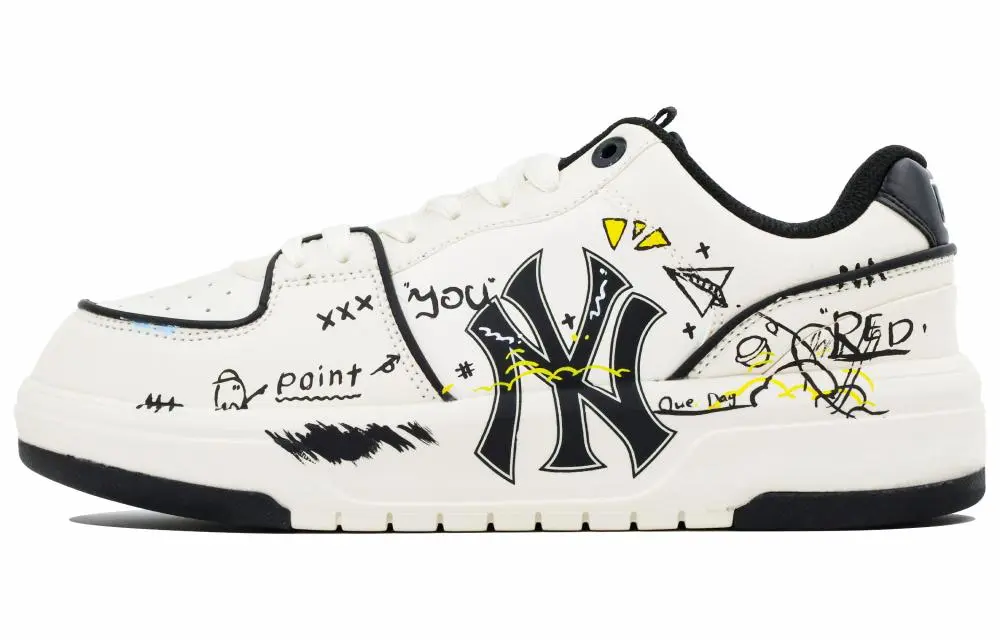 MLB Chunky Liner Drawing, Wish List Wear resistant And Lightweight Low top Skateboard Shoes Unisex Black White