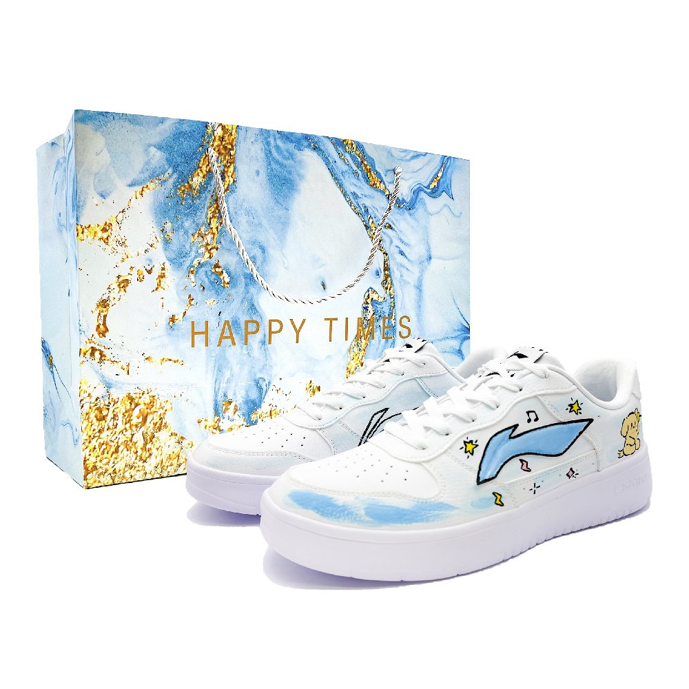 LiNing Pontoon Boats Abrasion Resistant Lightweight Height Increasing Low Top Casual Shoes Unisex Sky Blue