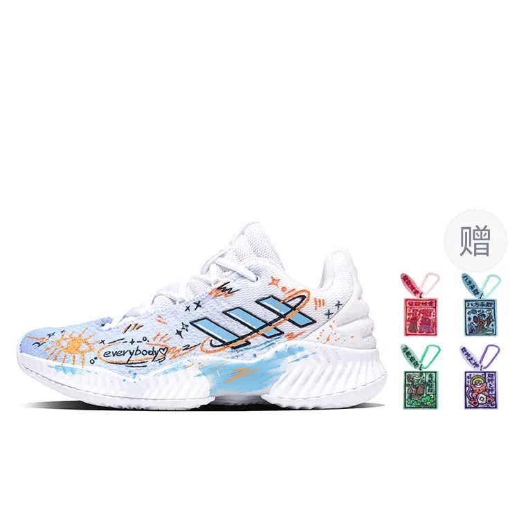 Adidas Pro Bounce 2018 Cushioning, Wear Resistant Low top Basketball Shoes Men's White Blue