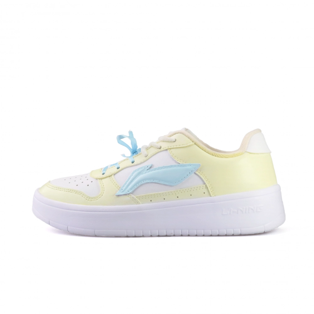 LiNing Pontoon Boats Slip Resistant, Breathable, Height Increasing Low top Skateboard Shoes Women's Yellow Blue