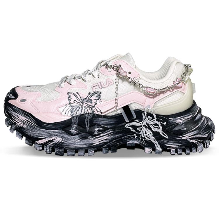 FILA FUSION BIANCO Anti-Slip Wear-Resistant Low-Top Casual Shoes Women's White Pink