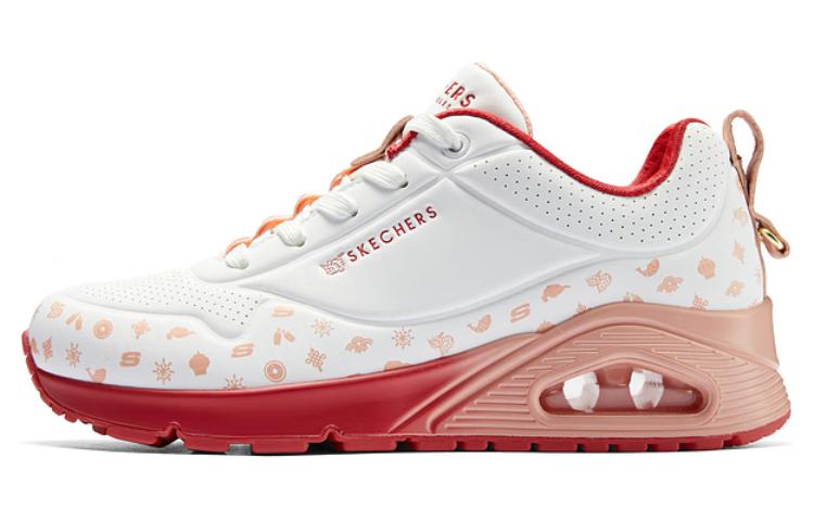Skechers Cushioning Anti-Slip And Wear-Resistant Coverage Support Low-Top Casual Shoes Women's White Red