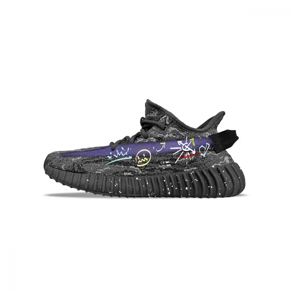Adidas Originals Yeezy Boost 350 V2 Abrasion Resistant Low top Casual Shoes Unisex Black Purple
