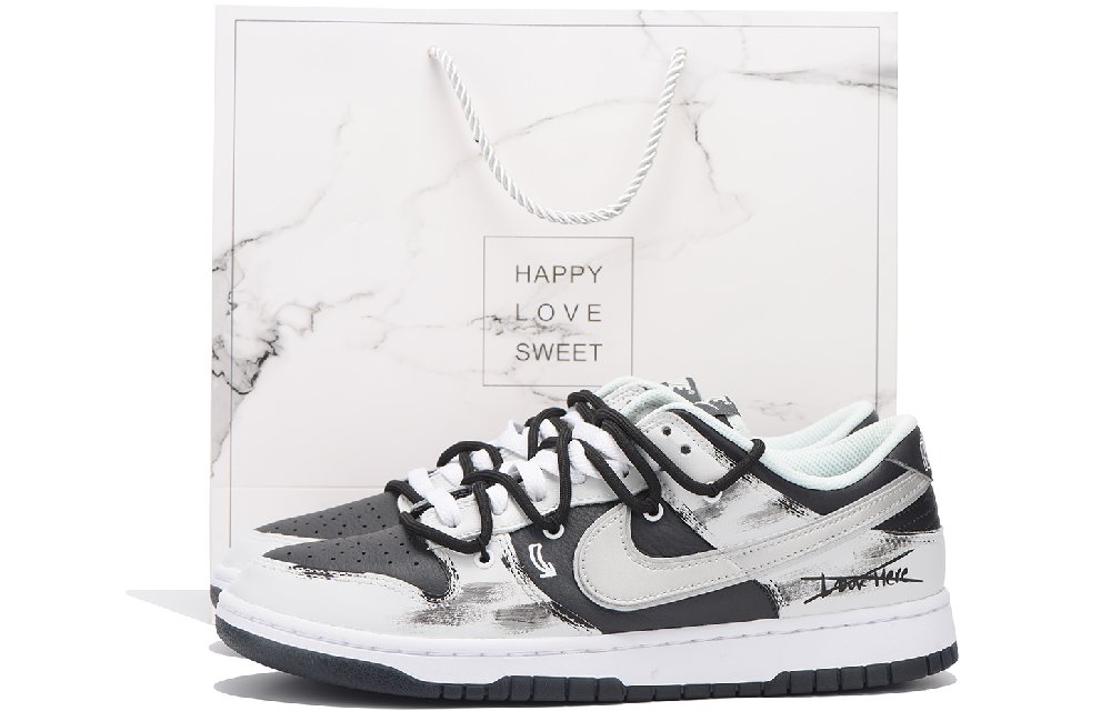 Nike Dunk Slip-Resistant Coverage Low-Top Skateboard Shoes Men's Black Gray