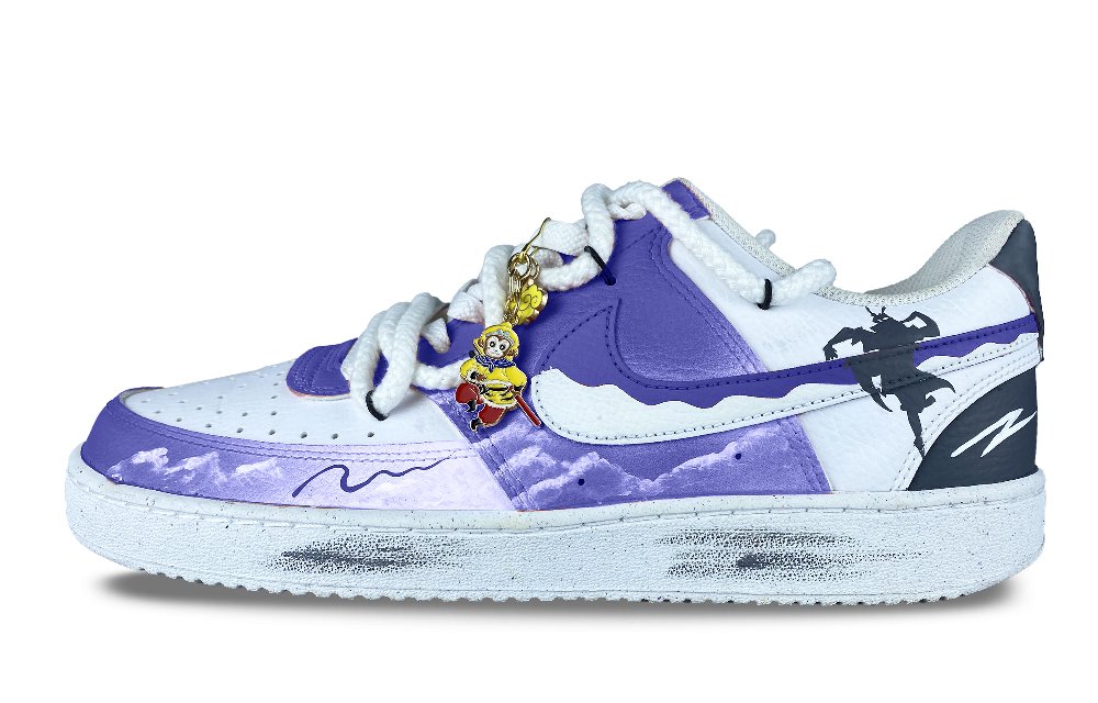 Nike Court Vision Anti-Slip Wear-Resistant Low-Top Skateboard Shoes Men's Purple White