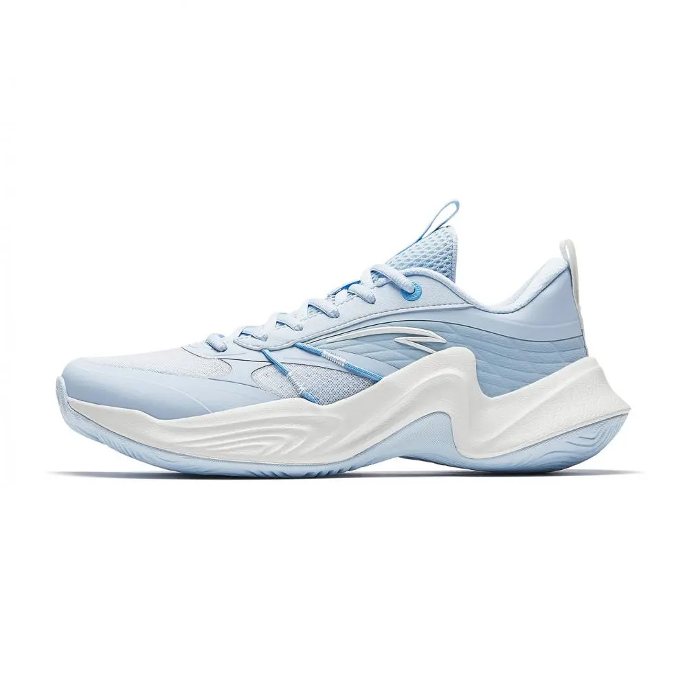 Anta Heat Wave Ice Crystal Abrasion Resistant Slip Resistant Low top Basketball Shoes Men's Moonlight Ice Blue