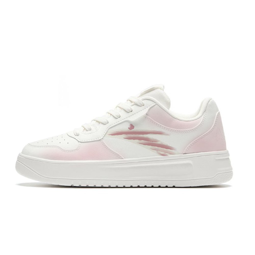 Anta Anti Slip Wear Resistant Low Top Skateboard Shoes Unisex White Pink