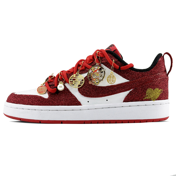 Nike Court Borough Slip-Resistant Lightweight Coverage Low-Top Skateboard Shoes GS Red