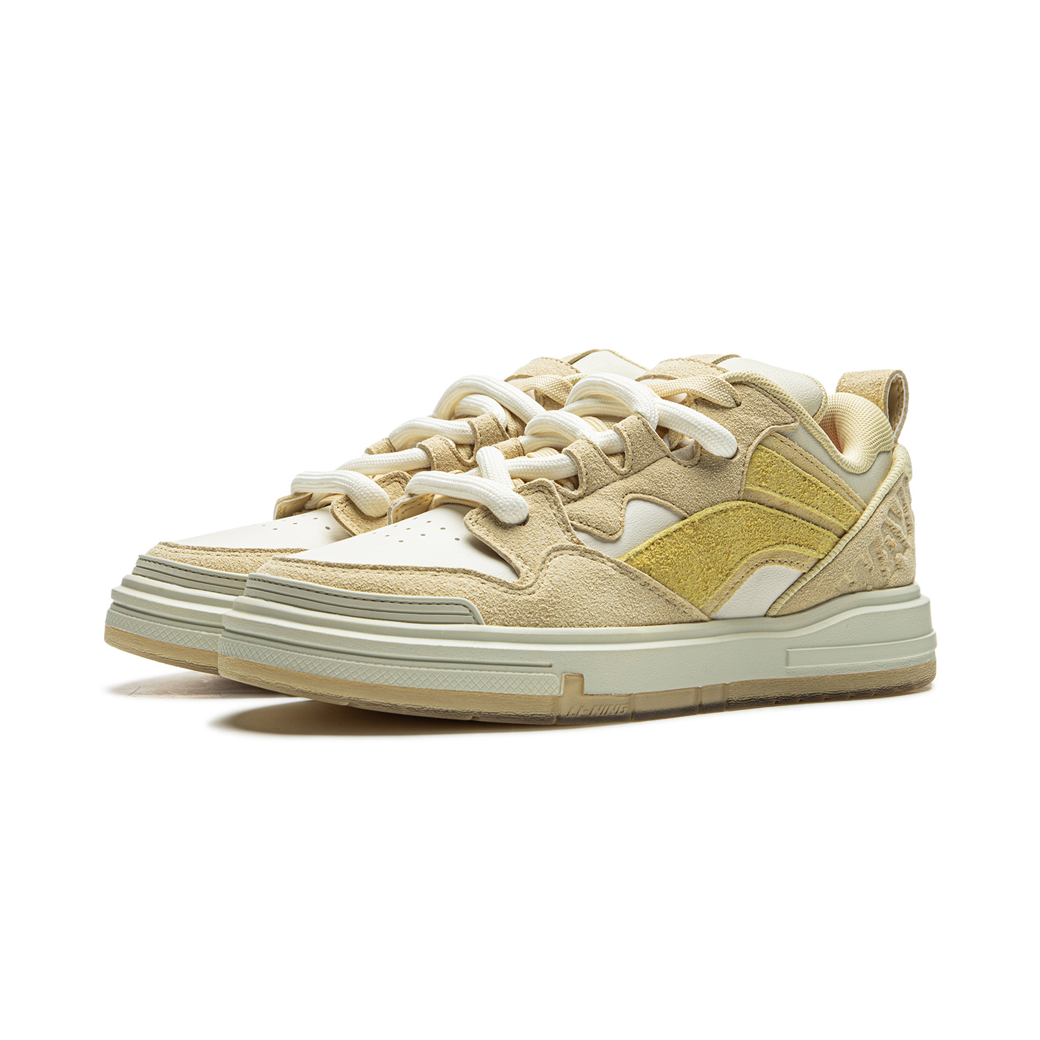 LiNing Wave SWAG Slip Resistant Cushioning Abrasion Resistant Low Top Skateboard Shoes Women's Yellow Beige