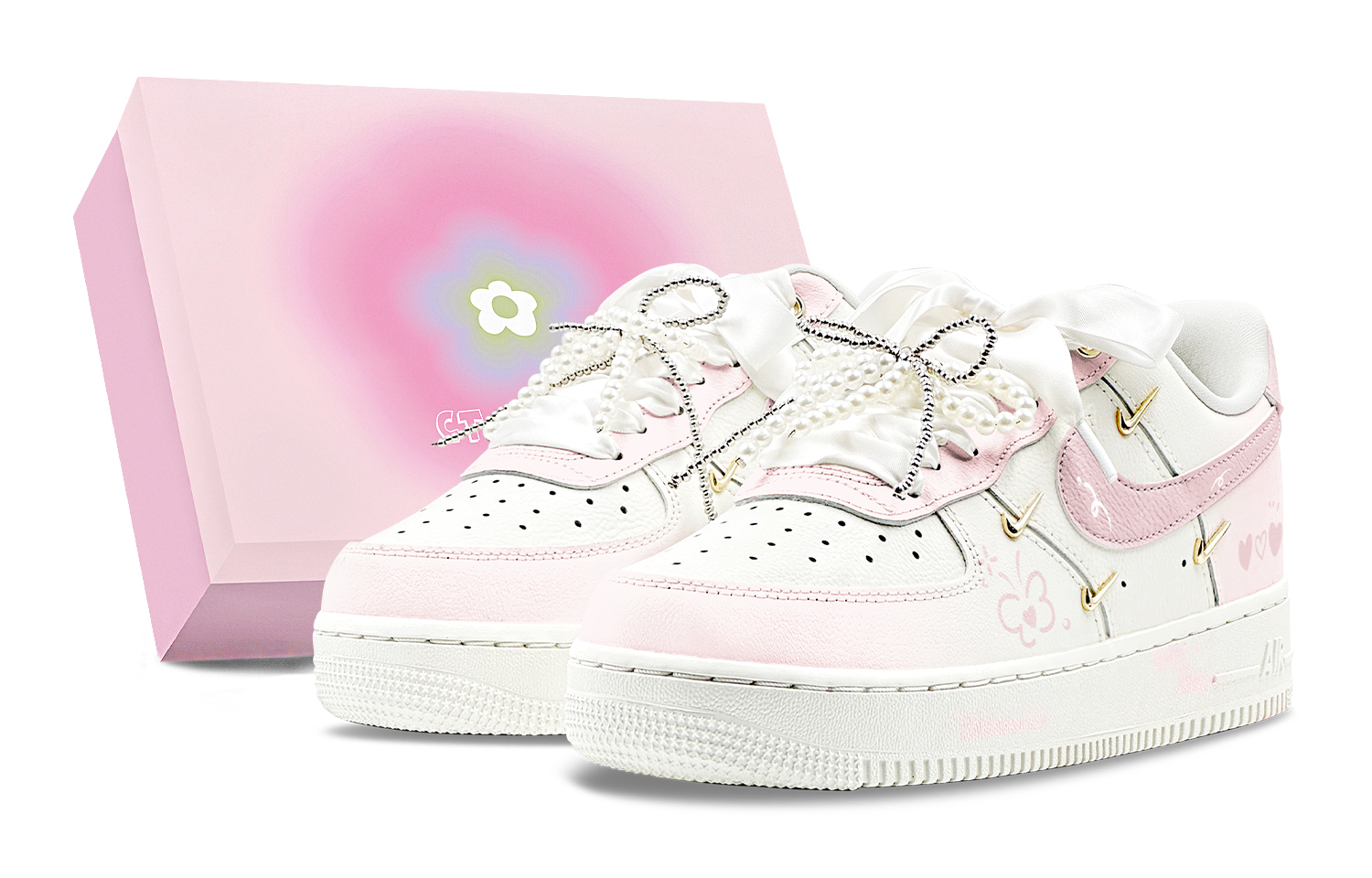 Nike Air Force 1 Abrasion Resistant Low Top Skateboard Shoes Women's Pink