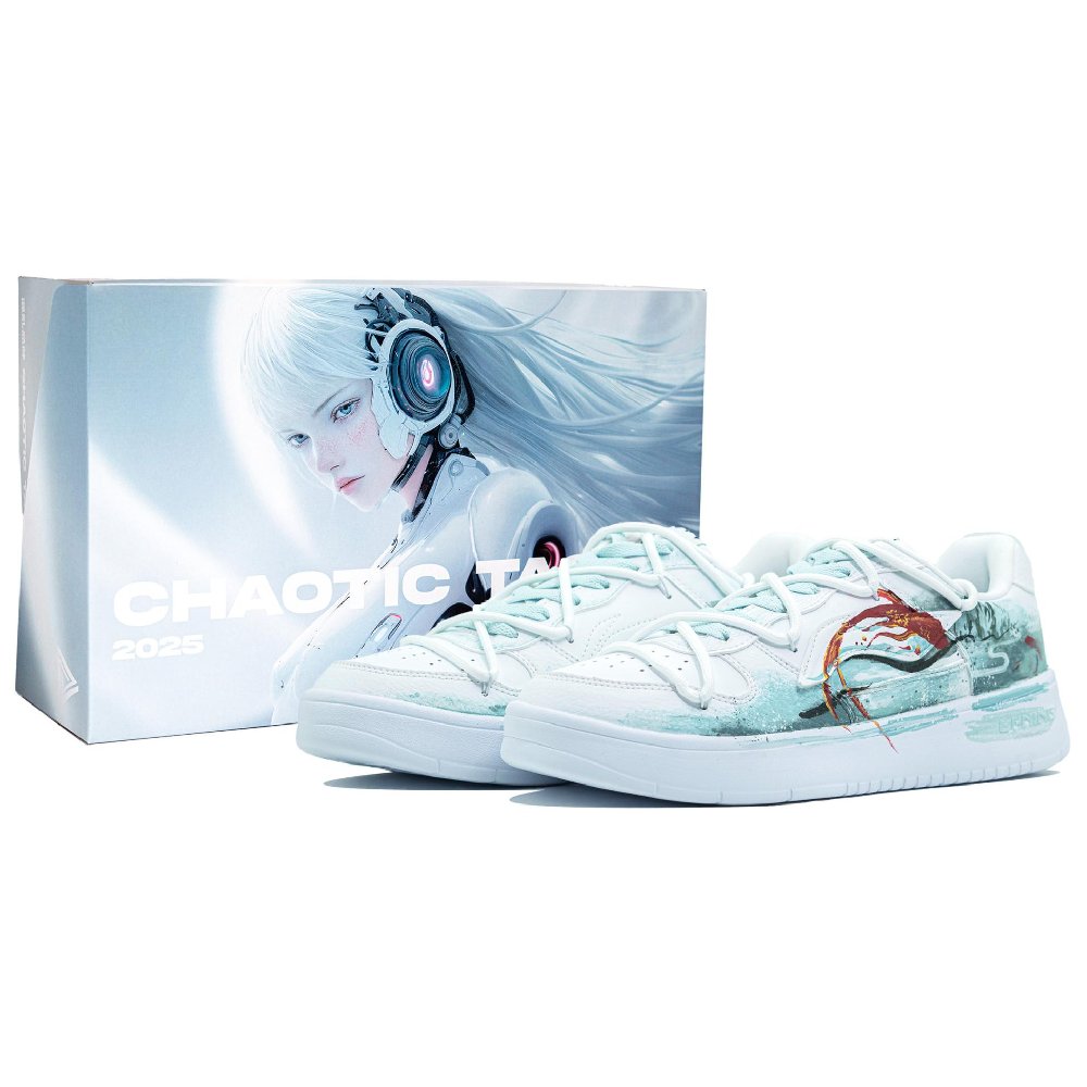 LiNing Pontoon Boats Anti Slip And Wear Resistant Coverage Low Top Skateboard Shoes Women's White Green