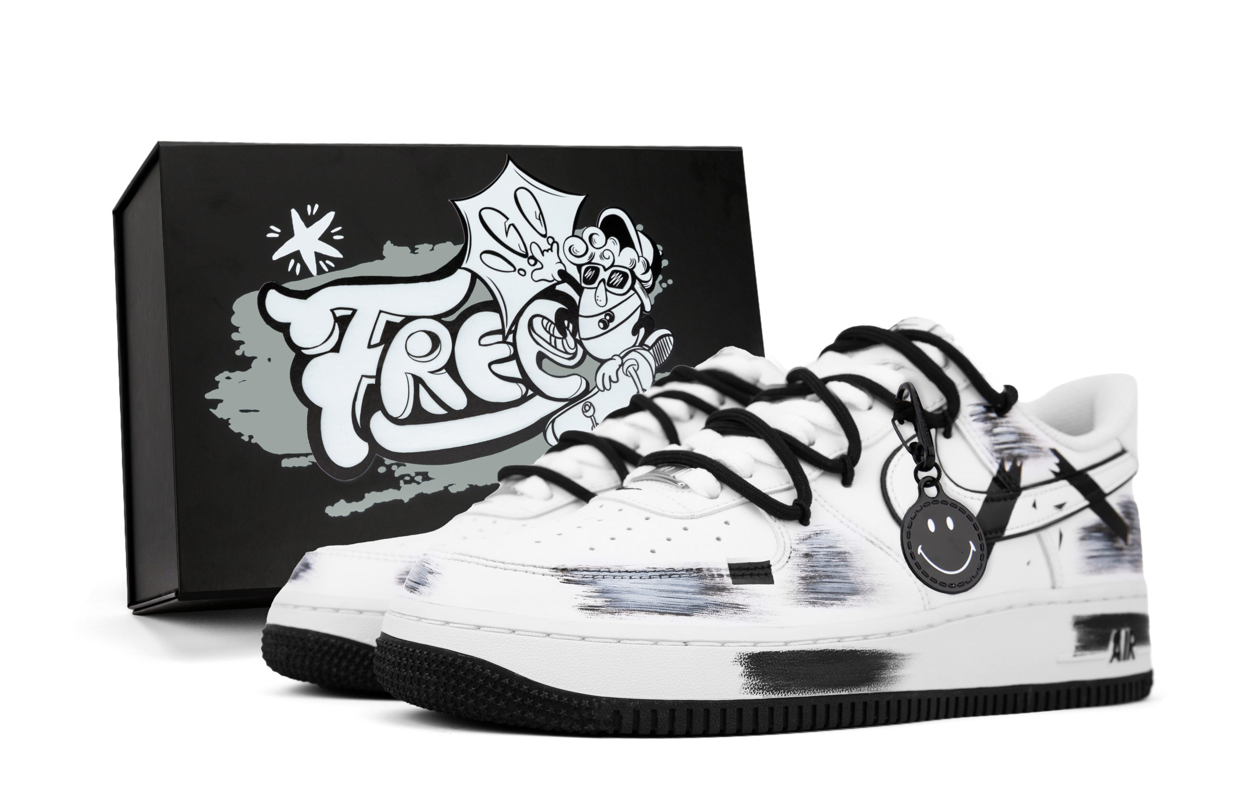 Nike Air Force 1 Low top Skateboard Shoes Men's Black White