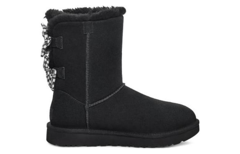 UGG Checkered Bow Snow Boots 'Black' Women's