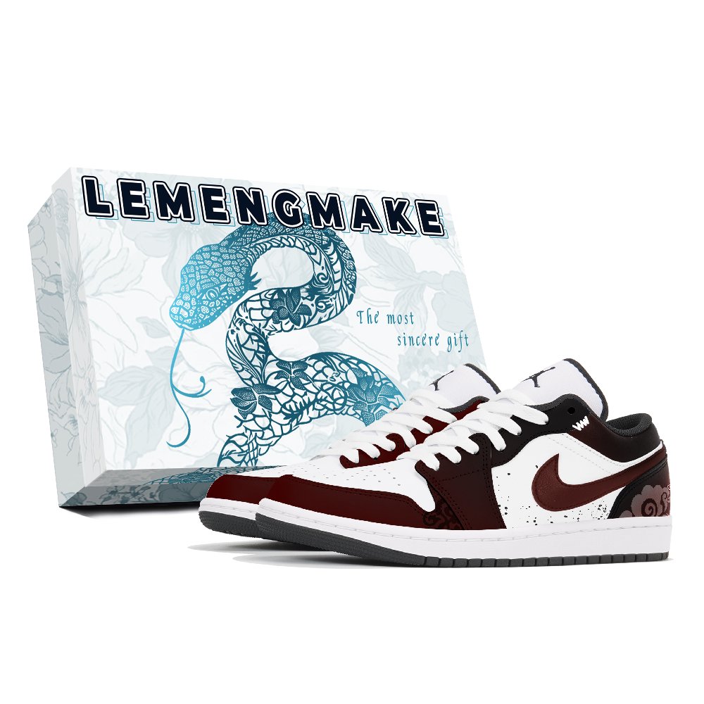Jordan Air Jordan 1 Cushioned Slip-Resistant Abrasion-Resistant Low-Top Vintage Basketball Shoes Men's Red White