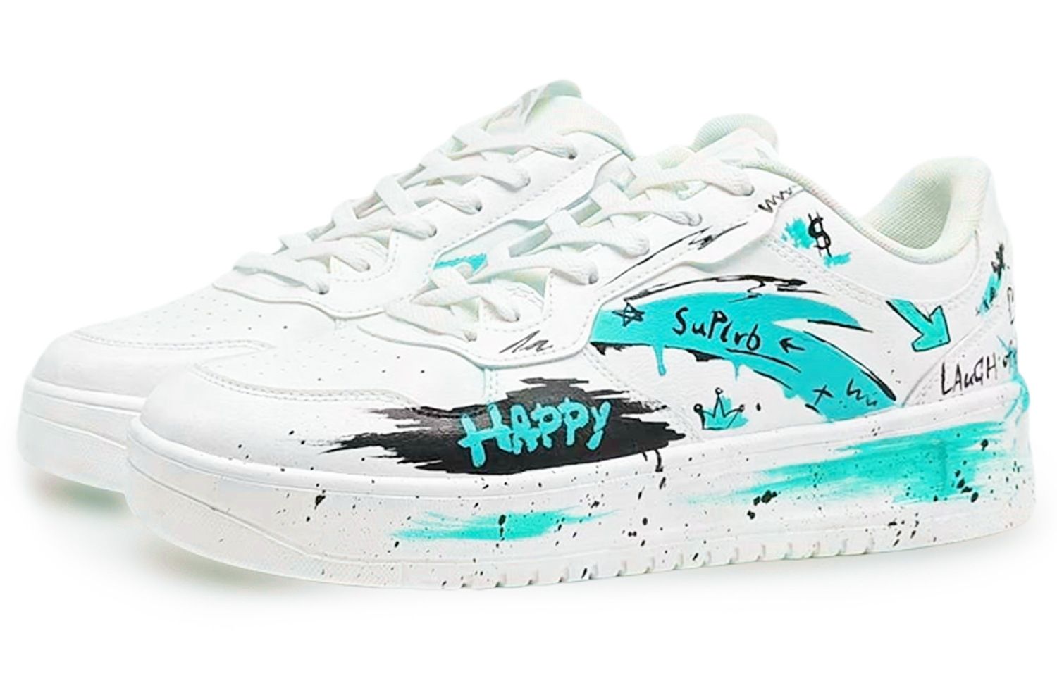 Anta Relaxed Slip Resistant Shock Absorbers Low Top Skateboard Shoes Women's White Black Cyan купить в интернет-магазине Yoocart с быстрой доставкой по России.