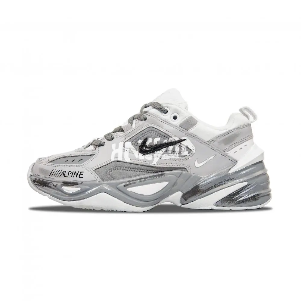 Nike M2K Tekno Anti Slip And Wear Resistant Height Increasing Low Top Chunky Sneakers Women's Gray