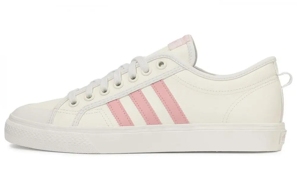 Adidas Originals NIZZA Cushioning, Wear Resistant Low top Skateboard Shoes Unisex White Pink