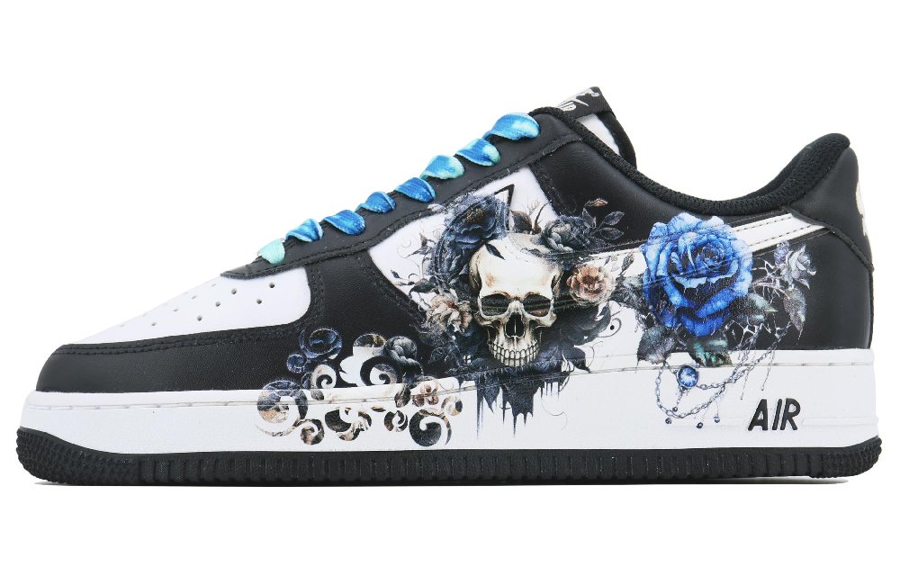 Nike Air Force 1 Rose Zanli SDS Low Top Skateboard Shoes Unisex Black White Blue