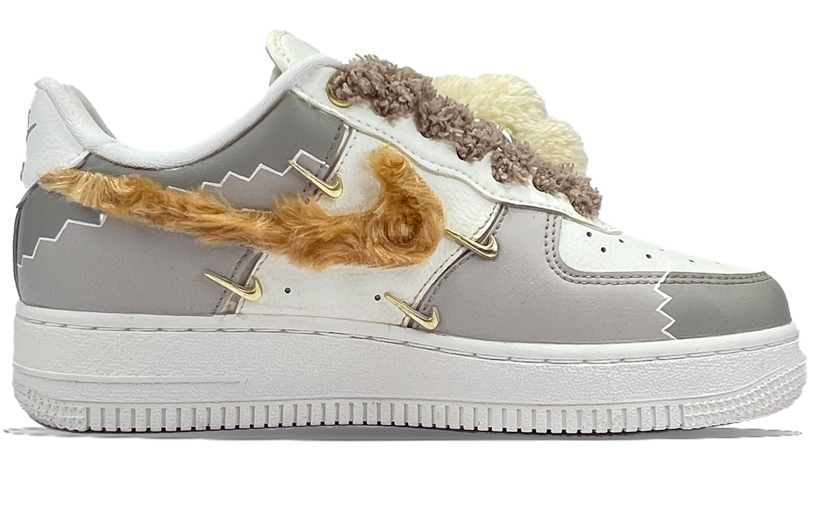 Nike Air Force 1 Bear Mocha 2 Footprint Creation Abrasion Resistant Low top Skateboard Shoes Women's Khaki купить в интернет-магазине Yoocart с быстрой доставкой по России.