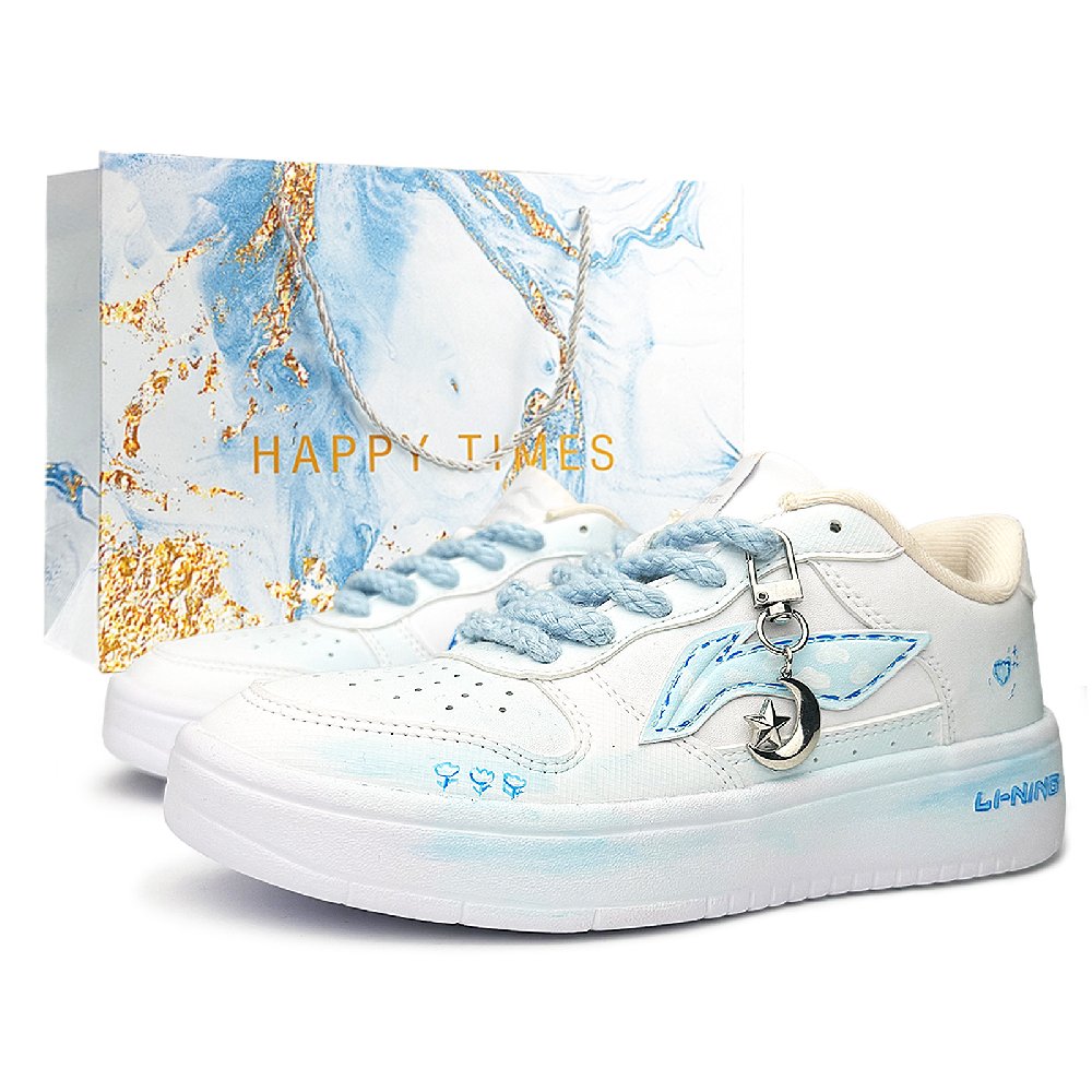 LiNing Pontoon Boats Lightweight, Breathable, And Slip Resistant Low Top Skateboard Shoes Unisex Sky Blue