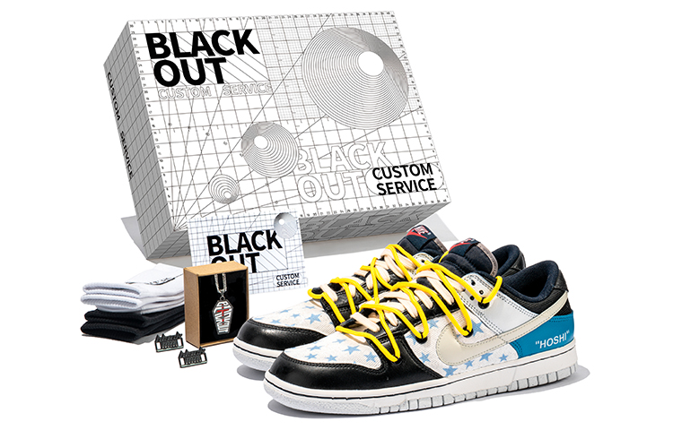 Nike Dunk Low-Top Skateboard Shoes GS Black Blue