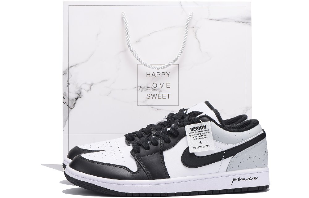 Jordan Air Jordan 1 Slip-Resistant Coverage Balance Impact-Resistant Low-Top Vintage Basketball Shoes Men's Black Gray