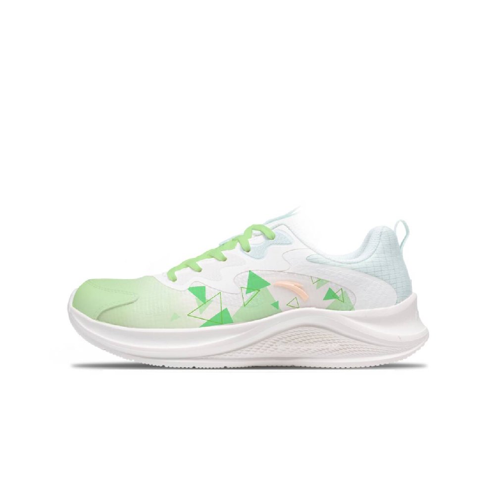 Anta Walk Cushioning, Slip Resistant, And Abrasion Resistant Low Top Casual Sprint Running Shoes Women's White Green