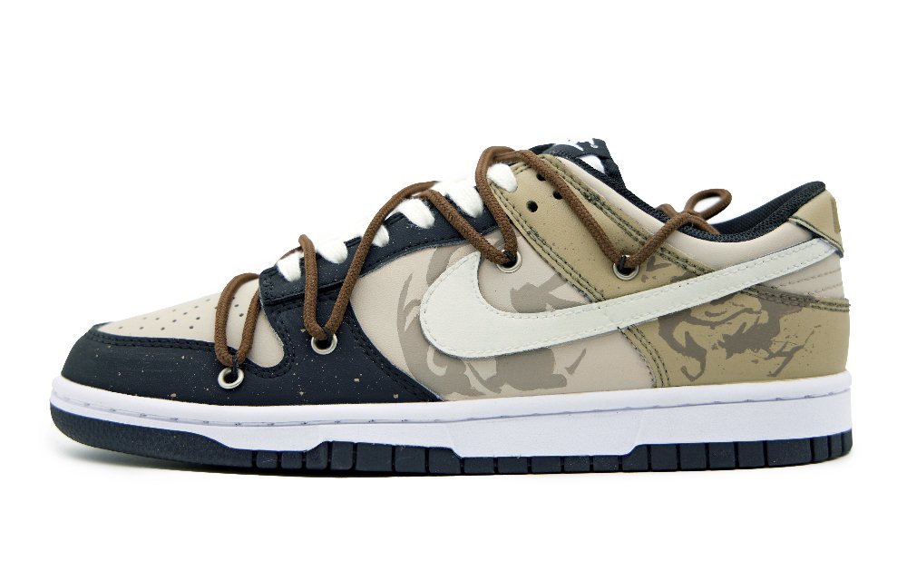 Nike Dunk Low Anti-Slip And Wear-Resistant Lightweight Low-Top Skateboard Shoes GS Brown Black