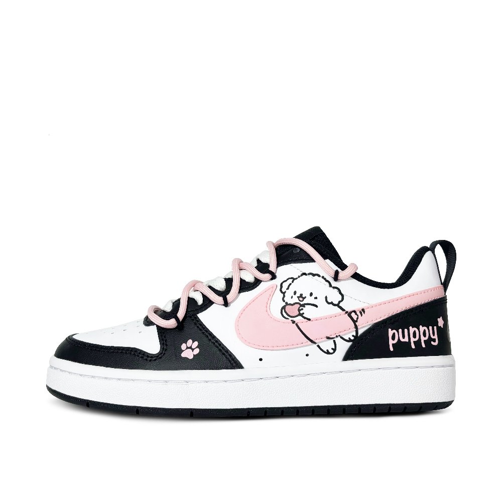 Nike Court Borough Flying Puppy Anti Slip And Wear Resistant Lightweight Low Top Skateboard Shoes Women's Black Pink