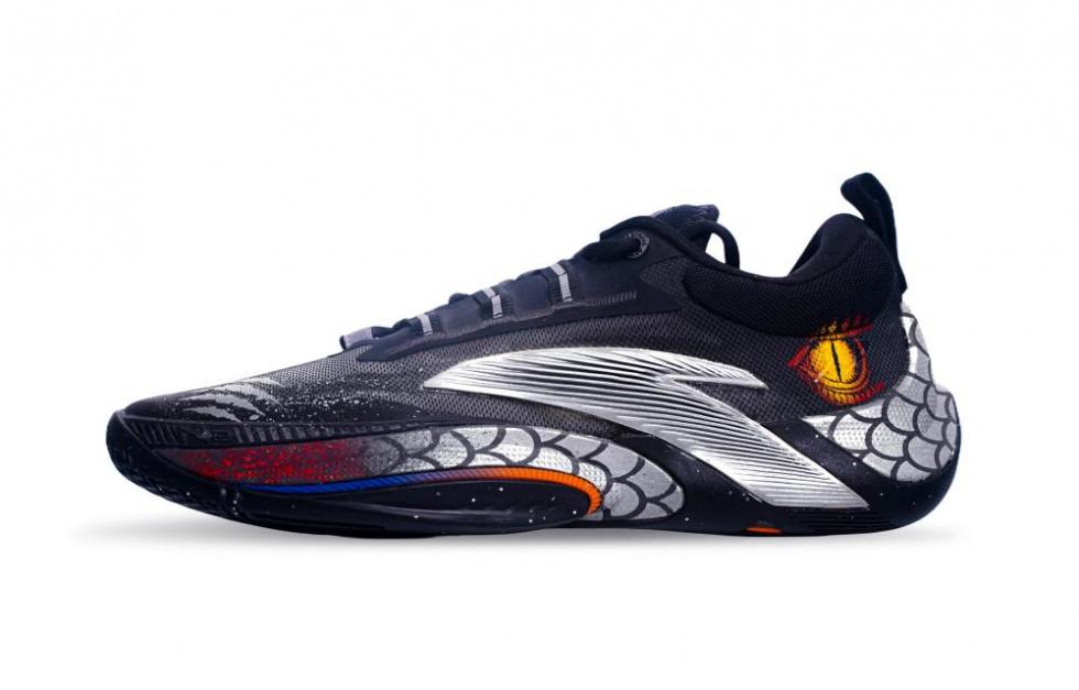 Anta Moment Cushioned Wear-Resistant Coverage Support Low-Top Basketball Shoes Men's Black Silver