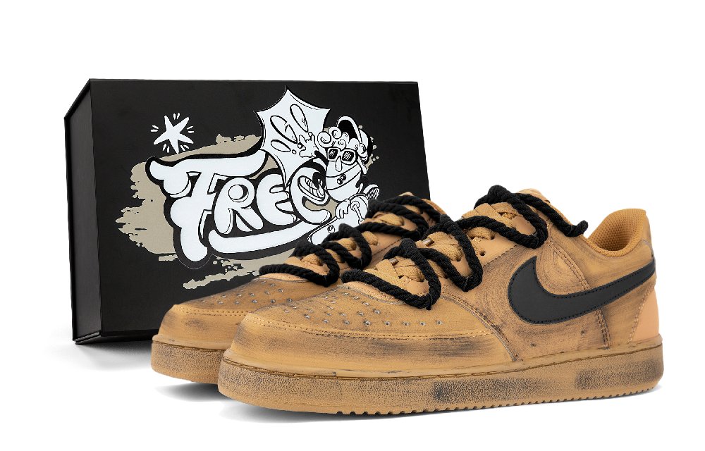 Nike Court Vision 1 Slip-Resistant Low-Top Skateboard Shoes Unisex Wheat