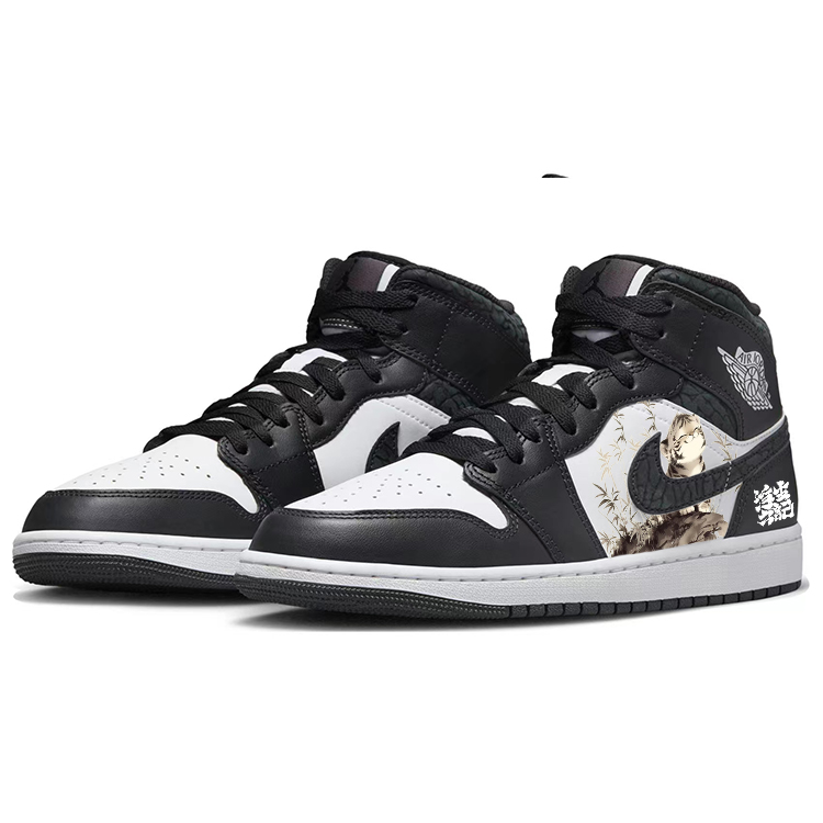 JORDAN Air JORDAN 1 Vintage Basketball Shoes Men Mid-Top Black White