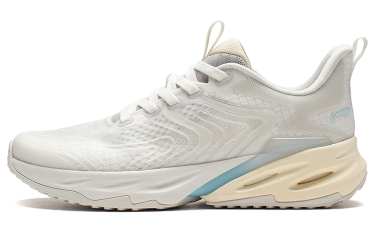 LiNing Shock Absorbers Slip Resistant, Abrasion Resistant, Breathable Low Top Running Shoes Men's White Gray