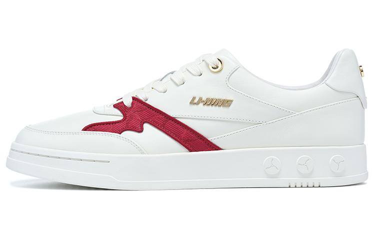LI NING 1990 001 Anti Slip Wear Resistant Low Top Skateboard Shoes Men's White Red