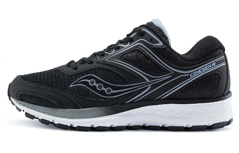 Saucony Cohesion 12 Cushioning, Slip Resistant, Abrasion Resistant, Breathable Low Top Running Shoes Women's Black Blue
