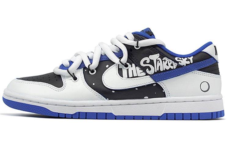 Nike Dunk Anti Slip Wear Resistant Low Top Skateboard Shoes Men's White Black Blue