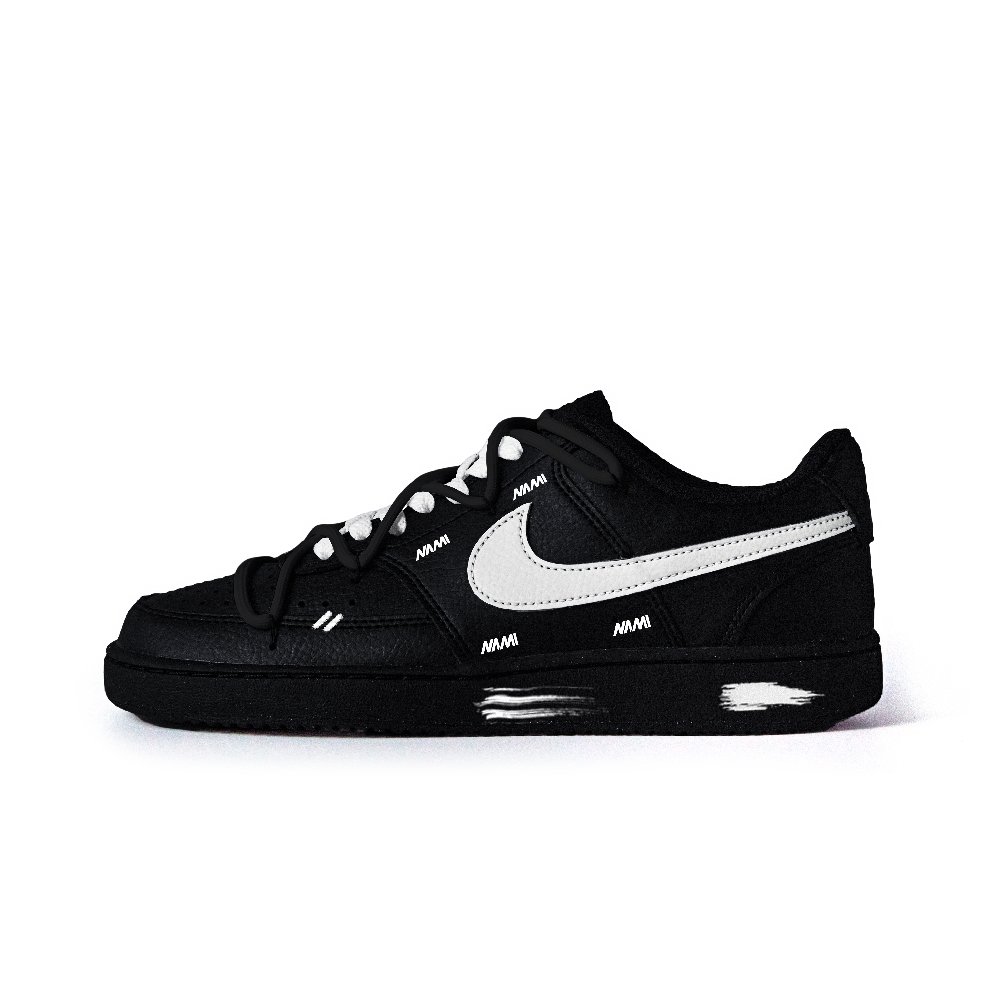 Nike Court Vision Anti Slip Wear Resistant Low Top Skateboard Shoes Unisex Black Beige