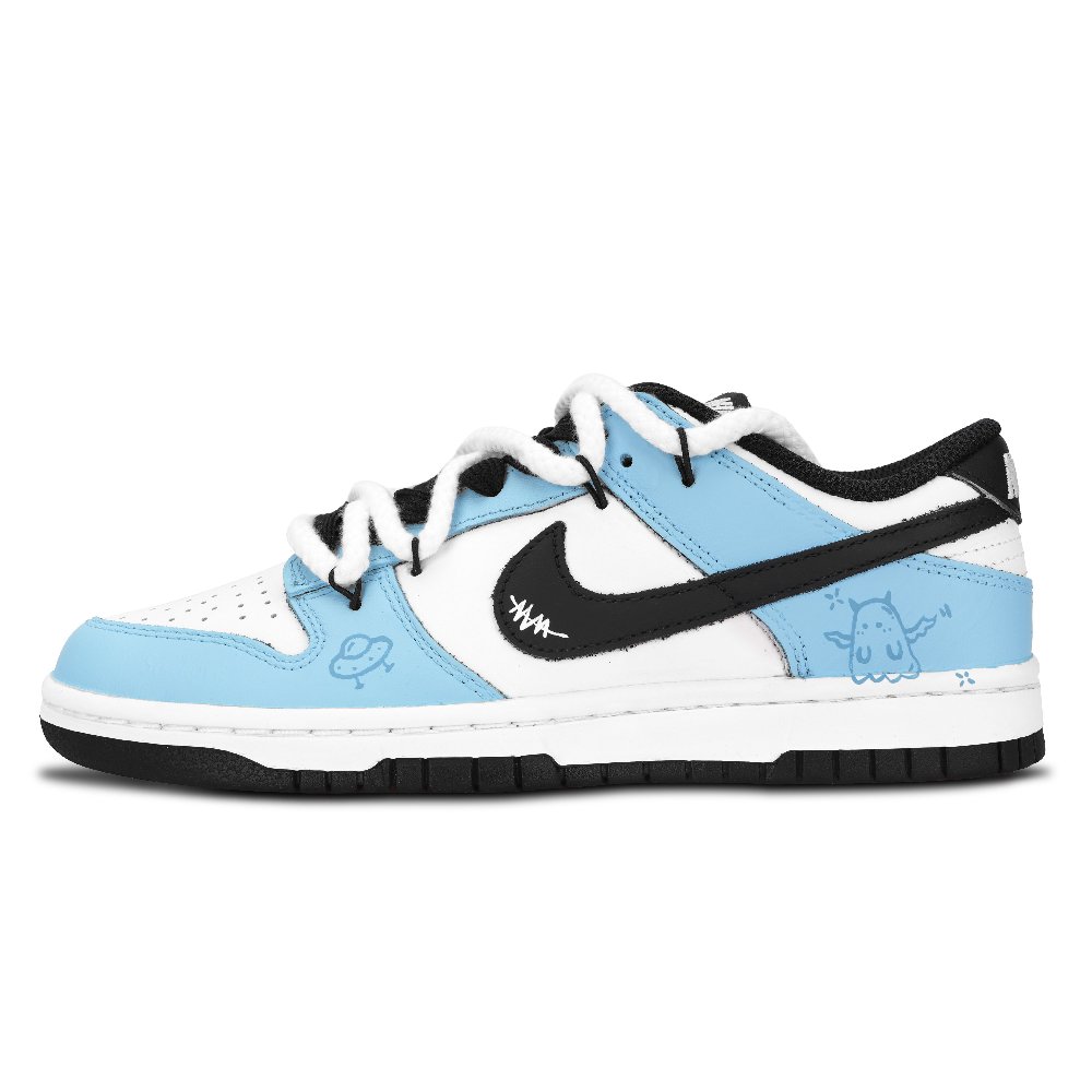 Nike Dunk Black White, Deep Blue Magic Choice Abrasion Resistant Low Top Skateboard Shoes Unisex Blue White