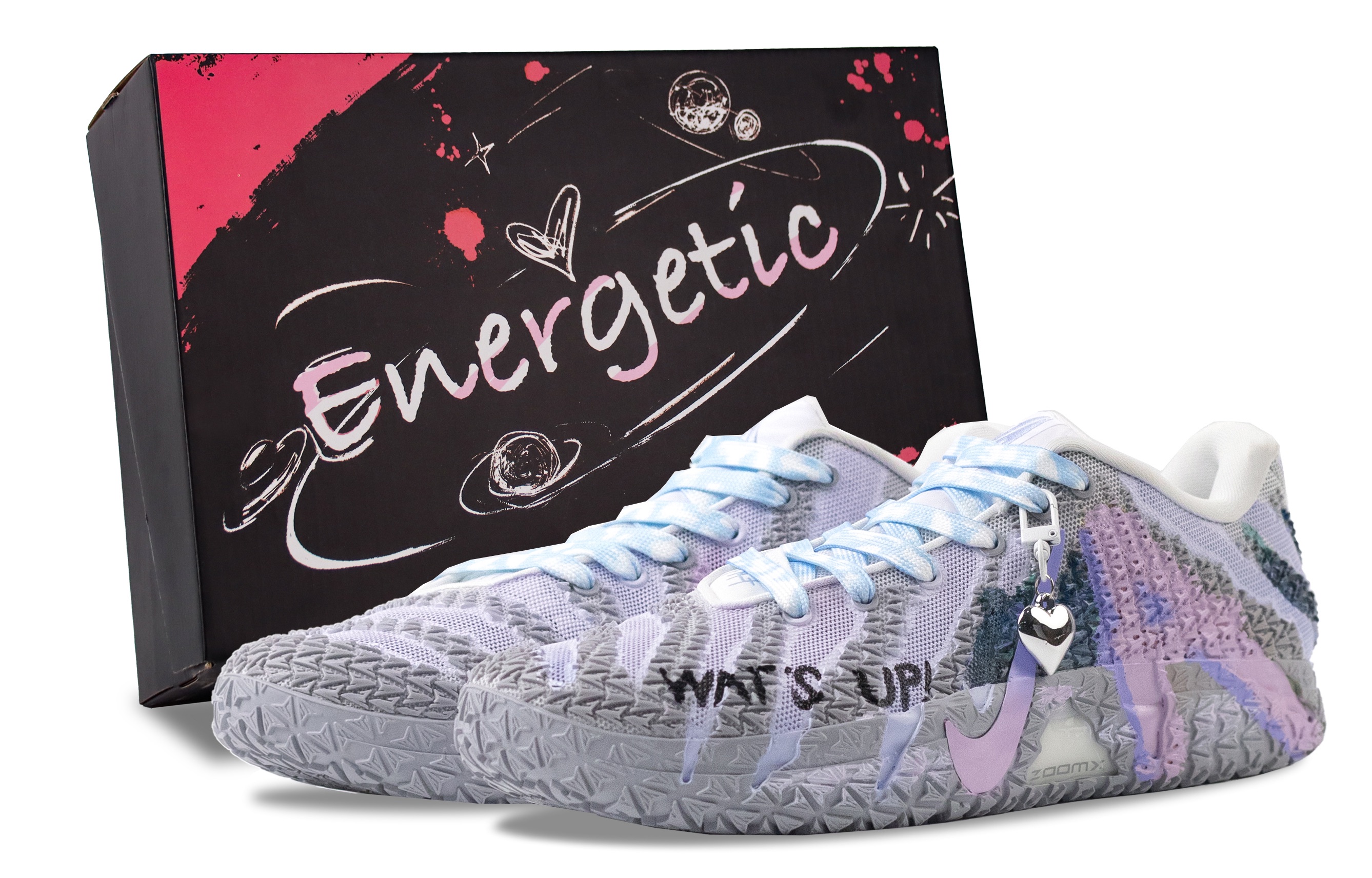 Nike Ja Morant 3 Aurora Box Cushioning, Wear Resistant Low top Basketball Shoes Unisex Pink Purple