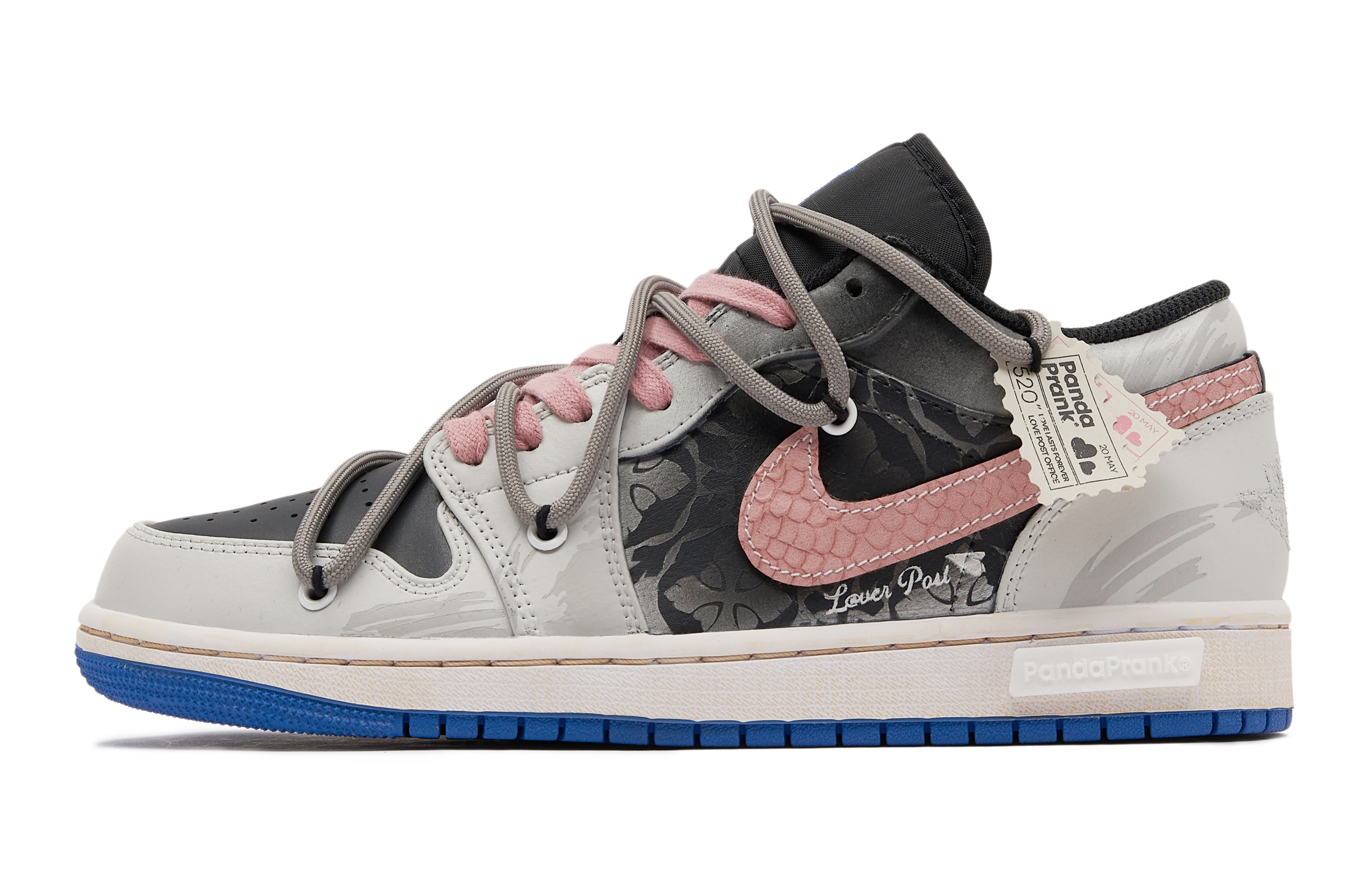 Jordan Air Jordan 1 Panda Mischief Heartfelt Email Past Low-Top Vintage Basketball Shoes Women's Blue Black