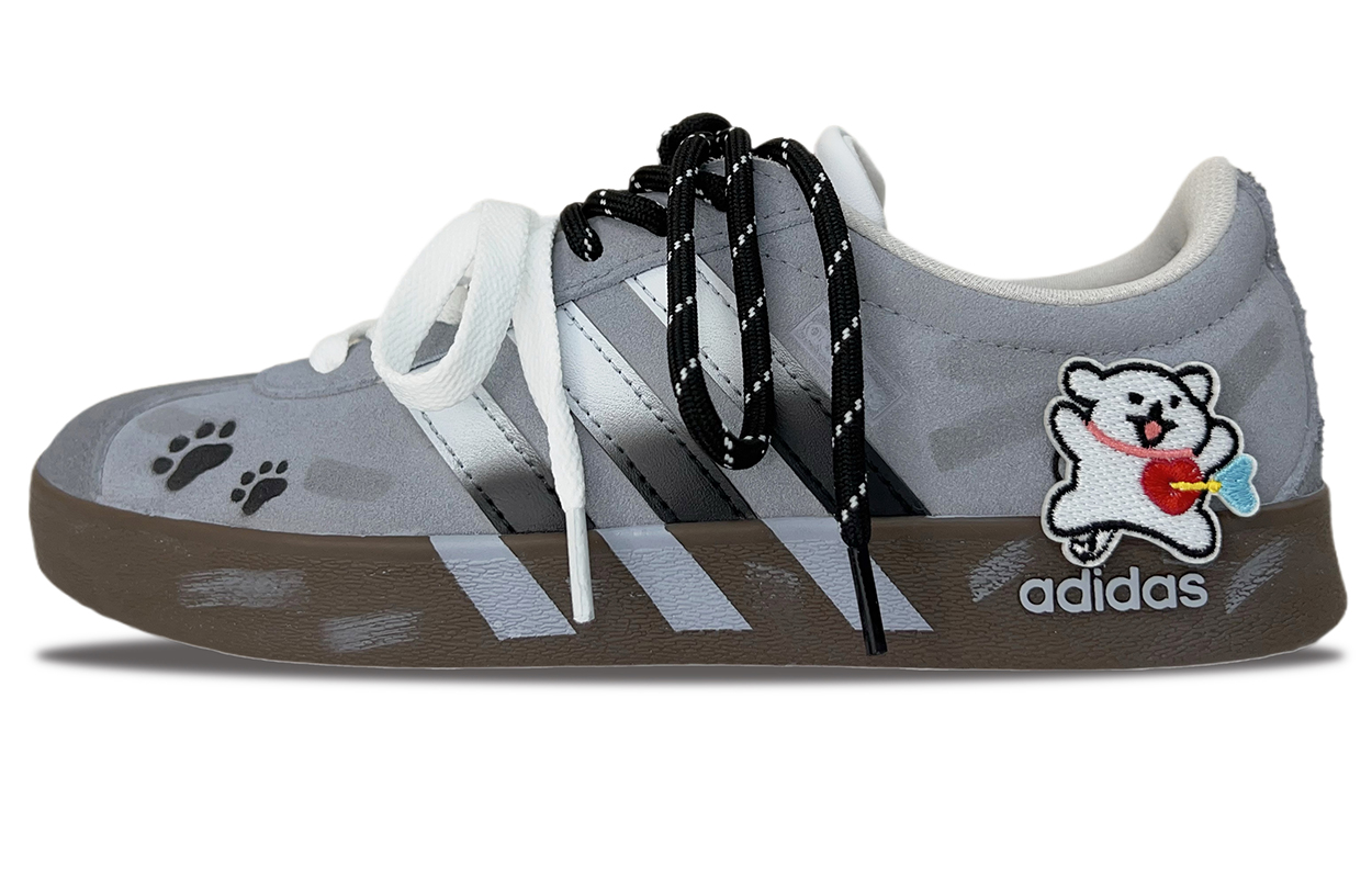 Adidas VL COURT 2.0 Slip Resistant Shock Absorbers Low top Skateboard Shoes Unisex Gray Black