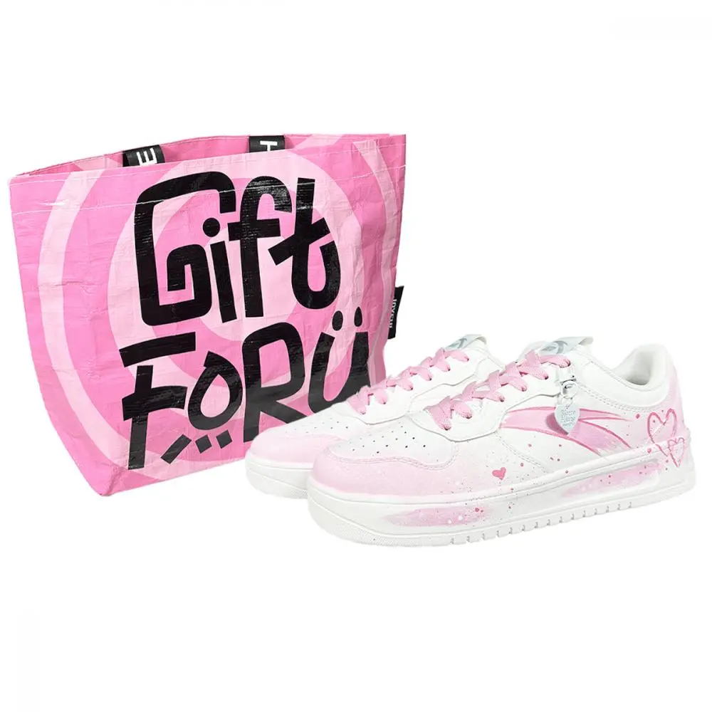 Anta Life Collection Slip Resistant Cushioning Abrasion Resistant Low Top Skateboard Shoes Women's Pink White