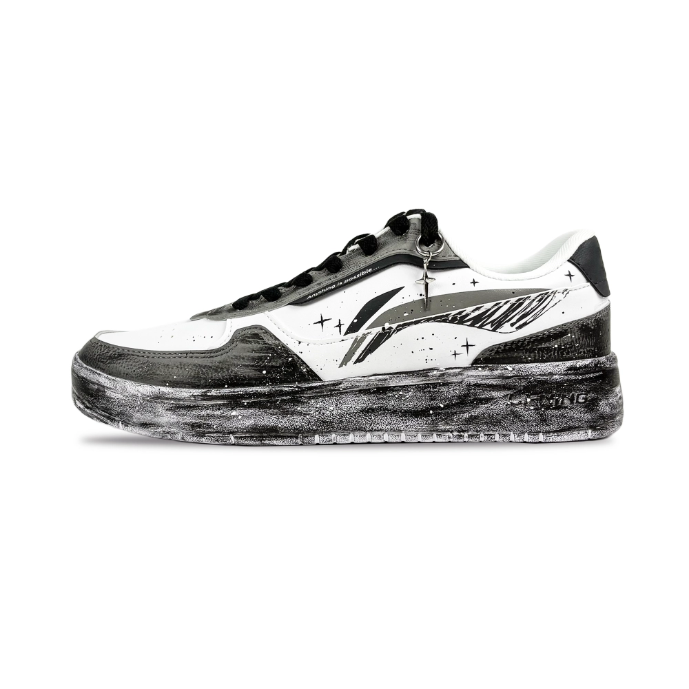 LiNing Duda Cushioning, Wear Resistant Low top Skateboard Shoes Men's White Black Gray