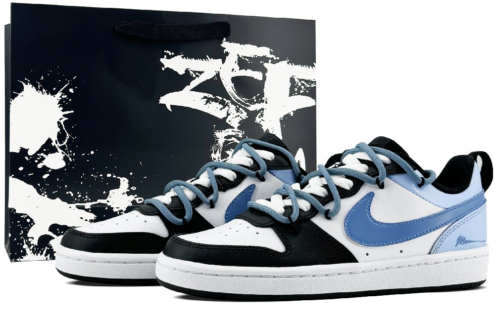 Nike Court Borough Anti-Slip Wear-Resistant Low-Top Skateboard Shoes GS Cabrio Blue
