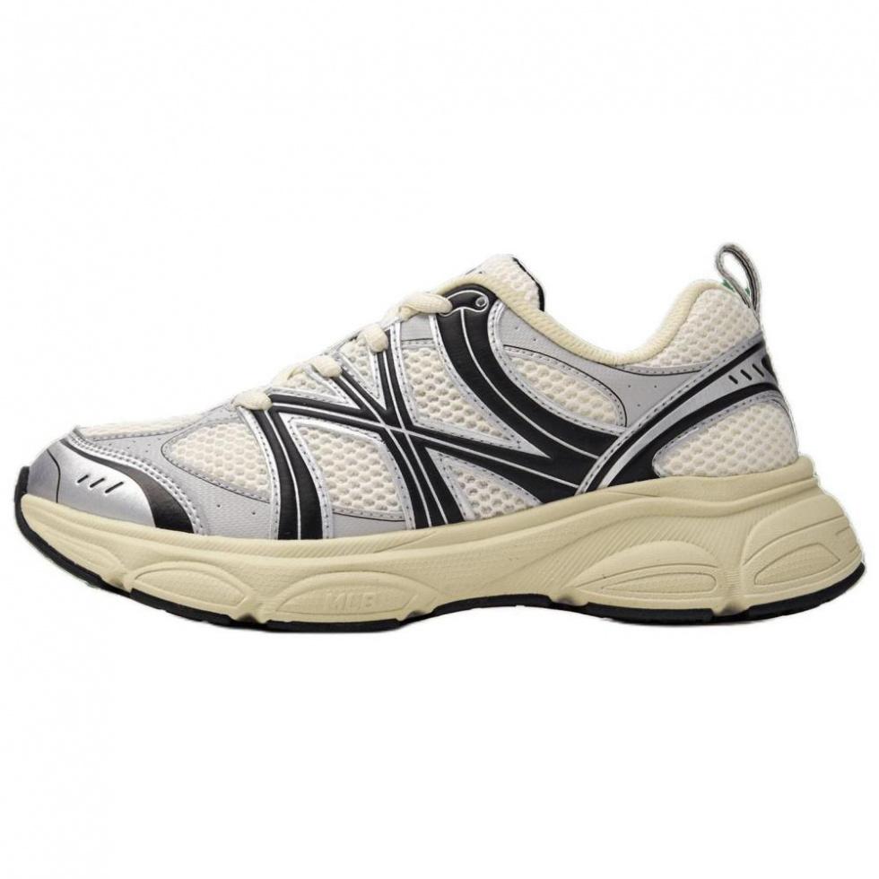 MLB Chunky Runner Ace Runner Anti-Slip Wear-Resistant Low-Top Running Shoes Unisex Beige Black