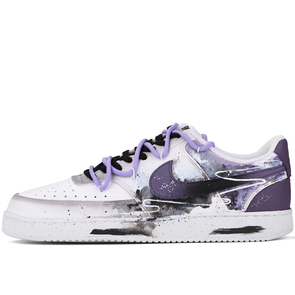 Nike Court Vision 1 Purple Radiance Abrasion Resistant Slip Resistant Low Top Skateboard Shoes Unisex Black Purple
